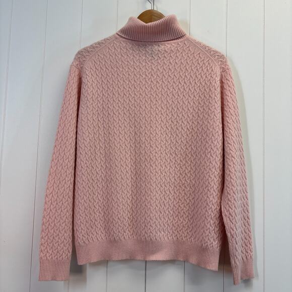 Kirkland Womens Cashmere Cableknit Quiet Luxury Turtleneck Sweater Size L Pink - Picture 2 of 9